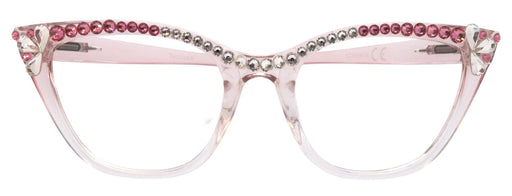 Vivienne, Bling Reading Glasses, Handmade with Rose and Clear Genuine European Crystals, transparent Frame. NY Fifth Avenue