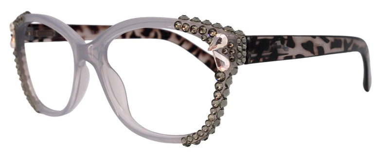 Savannah, (Bling) Women Reading Glasses W (2X line) (Black Diamond, Pearl Teardrop) Genuine European Crystals. NY Fifth Avenue