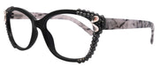 Savannah, (Bling)Women Reading Glasses W (2X line)(Hematite, Pearl Teardrop)Genuine European Crystals.(Black,Tortoise shell) NY Fifth Avenue