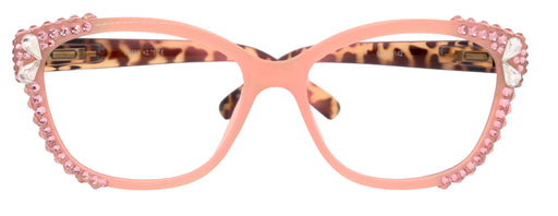 Savannah, (Bling) Women Reading Glasses W (2X line) (Light Rose, Rose, Pearl Teardrop)Genuine European Crystals. (Pink) NY Fifth Avenue.