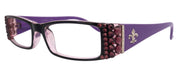 The French, (Bling) (Fleur De Lis) Women Reading Glasses W Genuine European Amethyst Crystals (Purple) Frame, NY Fifth Avenue