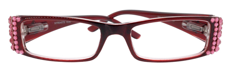 Fleur De Lis Red Reading Glasses, Rose European Crystal Rhinestones, NY Fifth Avenue