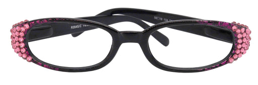 Isabella, (Bling) Reading Glasses Women W (Rose) Genuine European Crystals (Purple Floral Print) NY Fifth Avenue (Wide Frame)