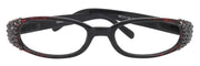 Isabella, (Bling) Reading Glasses Women W (Hematite) Genuine European Crystals (RED Floral Print) NY Fifth Avenue (Wide Frame)