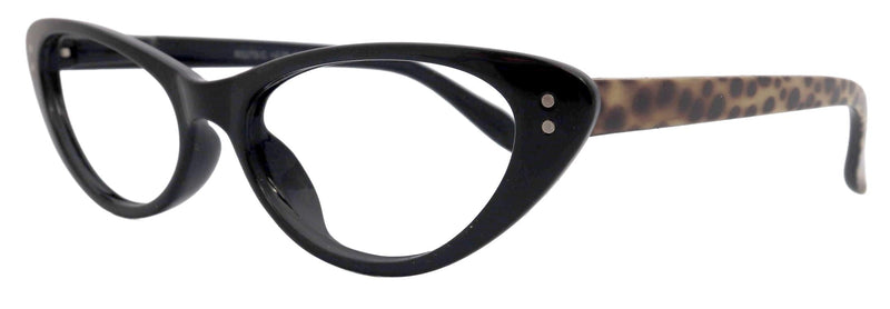 Savage, (Premium) Reading Glasses, Magnifying Eyeglass, CatEye (Black) Cheetah Color temples. NY Fifth Avenue