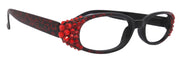 Isabella, (Bling) Reading Glasses Women W (Red) Genuine European Crystals (Red Floral Print) NY Fifth Avenue (Wide Frame)