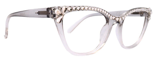 Vivienne, Bling Reading Glasses for Women, Handmade W Black Diamond Genuine European Crystals, transparent Gray/Clear Frame. NY Fifth Avenue