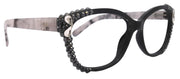 Savannah, (Bling)Women Reading Glasses W (2X line)(Hematite, Pearl Teardrop)Genuine European Crystals.(Black,Tortoise shell) NY Fifth Avenue