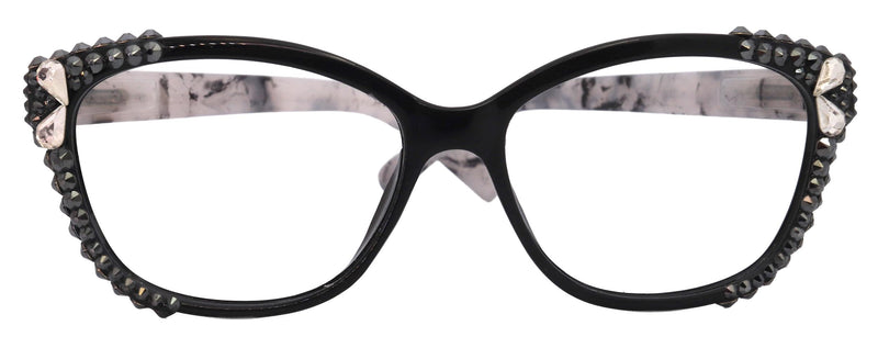 Savannah, (Bling)Women Reading Glasses W (2X line)(Hematite, Pearl Teardrop)Genuine European Crystals.(Black,Tortoise shell) NY Fifth Avenue