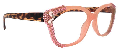 Savannah, (Bling) Women Reading Glasses W (2X line) (Light Rose, Rose, Pearl Teardrop)Genuine European Crystals. (Pink) NY Fifth Avenue.