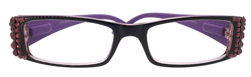 The French, (Bling) (Fleur De Lis) Women Reading Glasses W Genuine European Amethyst Crystals (Purple) Frame, NY Fifth Avenue