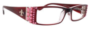 Fleur De Lis Red Reading Glasses, Rose European Crystal Rhinestones, NY Fifth Avenue