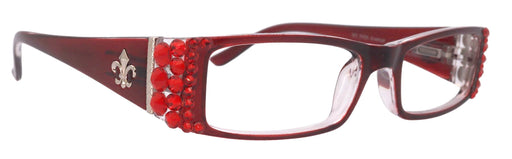 The French, (Bling) (Fleur De Lis) Women Reading Glasses W (L. Siam) European Crystals, Magnifying, Rectangular (Wine Red) NY Fifth Avenue