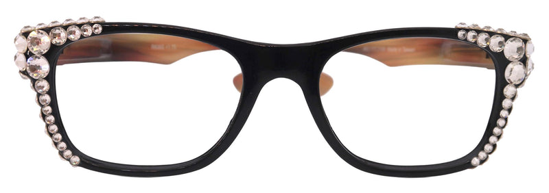 Kelly, (Bling) Women Reading Glasses W (Clear)Genuine European Crystals. Square, NY Fifth Avenue.