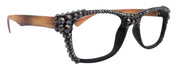Kelly, (Bling) Women Reading Glasses W (Full Top) (Hematite)Genuine European Crystals. Square, NY Fifth Avenue.