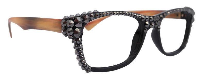 Kelly, (Bling) Women Reading Glasses W (Full Top) (Hematite)Genuine European Crystals. Square, NY Fifth Avenue.