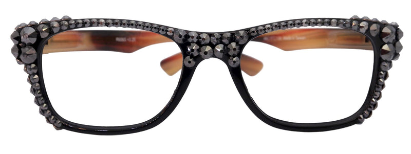 Kelly, (Bling) Women Reading Glasses W (Full Top) (Hematite)Genuine European Crystals. Square, NY Fifth Avenue.