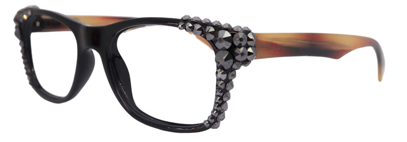 Kelly, (Bling) Women Reading Glasses W (Hematite)Genuine European Crystals. Square, NY Fifth Avenue.