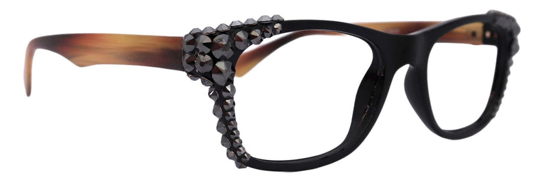 Kelly, (Bling) Women Reading Glasses W (Hematite)Genuine European Crystals. Square, NY Fifth Avenue.