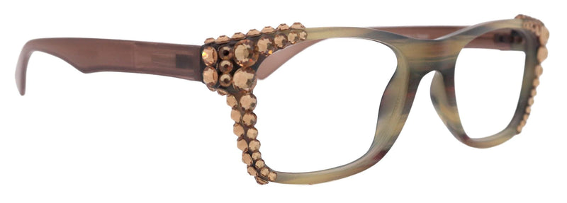 Kelly, (Bling) Women Reading Glasses W (Light Colorado)Genuine European Crystals. Square, NY Fifth Avenue.