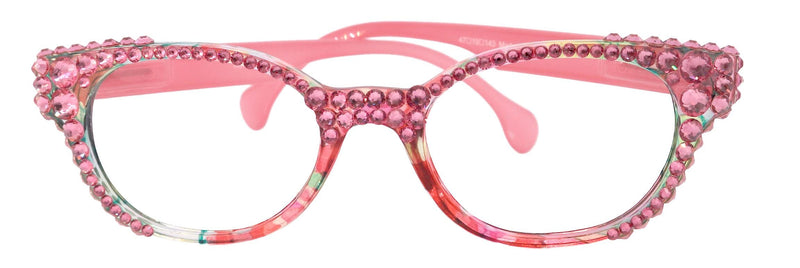 Versailles, (Bling) Reading Glasses 4 women W (Rose) Genuine European Crystals (Pink) NY Fifth Avenue