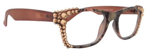 The Forester, (Bling) Women Reading Glasses W (Light Colorado) Camouflage, Genuine European Crystals. Square, NY Fifth Avenue.