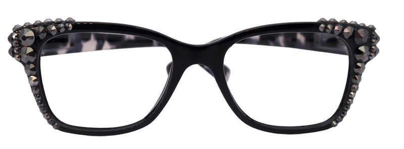 Madison Square, (Bling) Reading Glasses 4 Women W (Hematite) Genuine European Crystals NY Fifth Avenue (Wide frame)