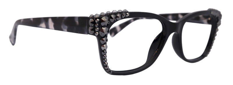 Madison Square, (Bling) Reading Glasses 4 Women W (Hematite) Genuine European Crystals NY Fifth Avenue (Wide frame)