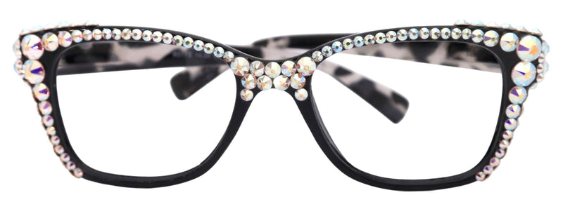 Madison Square, (Bling) Reading Glasses 4 Women W (AB) Genuine European Crystals NY Fifth Avenue (Wide frame)