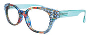 Versailles, (Bling) Reading Glasses 4 women W (Aquamarine) Genuine European Crystals (Blue, Pink) NY Fifth Avenue