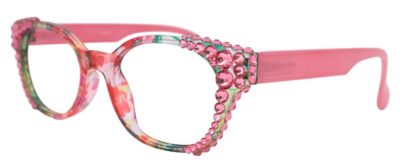 Versailles, (Bling) Reading Glasses 4 women W (Rose) Genuine European Crystals (Pink) NY Fifth Avenue
