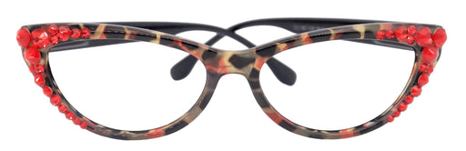 Lynx, (Bling) Cat Eyes, Women Reading Glasses W (light Siam) Genuine European Crystals (Red, Tortoise Black) Cat eye Frame, NY Fifth Avenue.