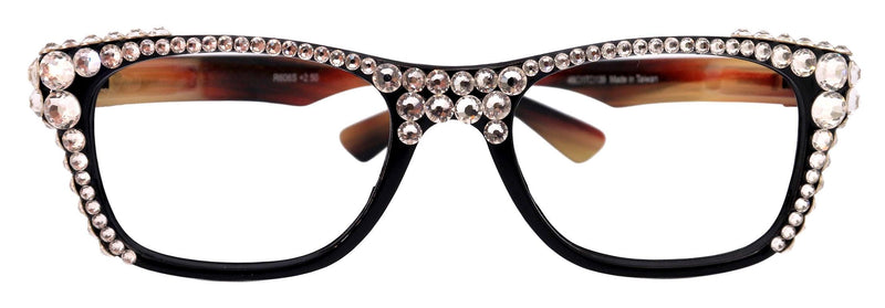 Kelly, (Bling) Women Reading Glasses W (Full Top) (Clear)Genuine European Crystals. Square, NY Fifth Avenue.