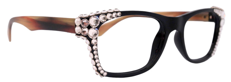Kelly, (Bling) Women Reading Glasses W (Clear)Genuine European Crystals. Square, NY Fifth Avenue.