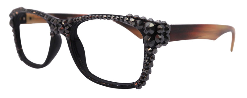 Kelly, (Bling) Women Reading Glasses W (Full Top) (Hematite)Genuine European Crystals. Square, NY Fifth Avenue.