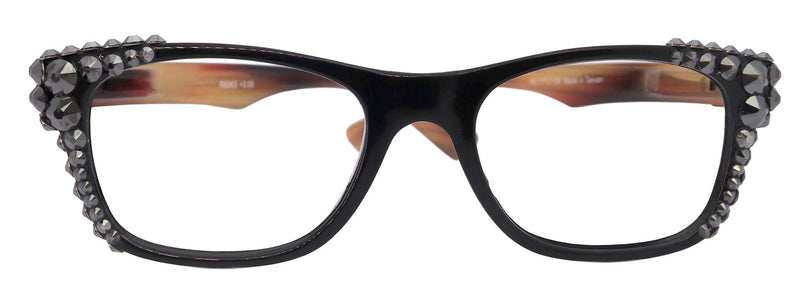 Kelly, (Bling) Women Reading Glasses W (Hematite)Genuine European Crystals. Square, NY Fifth Avenue.