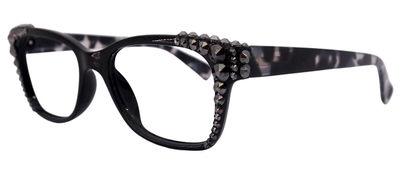 Madison Square, (Bling) Reading Glasses 4 Women W (Hematite) Genuine European Crystals NY Fifth Avenue (Wide frame)