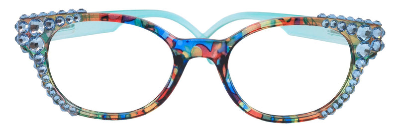 Versailles, (Bling) Reading Glasses 4 women W (Aquamarine) Genuine European Crystals (Blue, Pink) NY Fifth Avenue