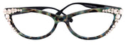 Lynx, (Bling) Cat Eyes, Women Reading Glasses W (Clear) Genuine European Crystals (Turquoise Tortoise Black) Cat eye Frame, NY Fifth Avenue.