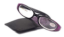 Isabella, (Premium) Reading Glasses, Fashion Reader (Floral Purple n Black) Oval +4 +4.5 +5 +6 High Power, NY Fifth Avenue (Wide Frame)