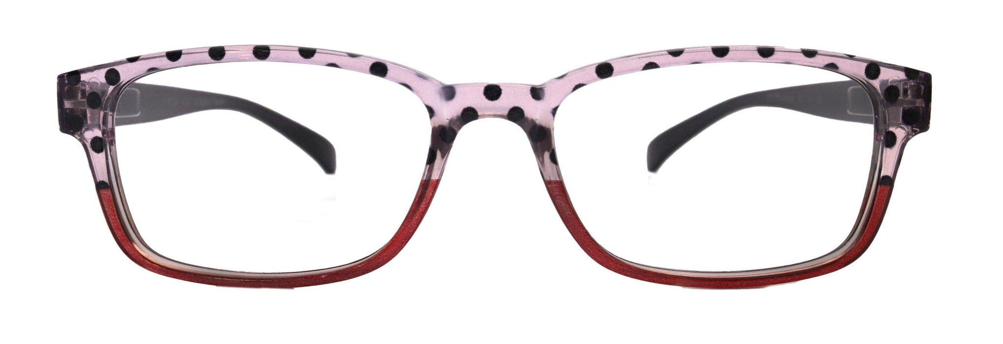 Julia, Premium Reading Glasses High End Reading Glass +.50 to +6 magnifying glasses (Pink Polka Dot) (Rectangular) optical Frames