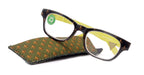 Lilly, (Premium) Reading Glasses (Fleur De Lis) +1 .. +3 Magnifying, Fashion Square Optical Frame. (Green, Gold, Black) NY Fifth Avenue.