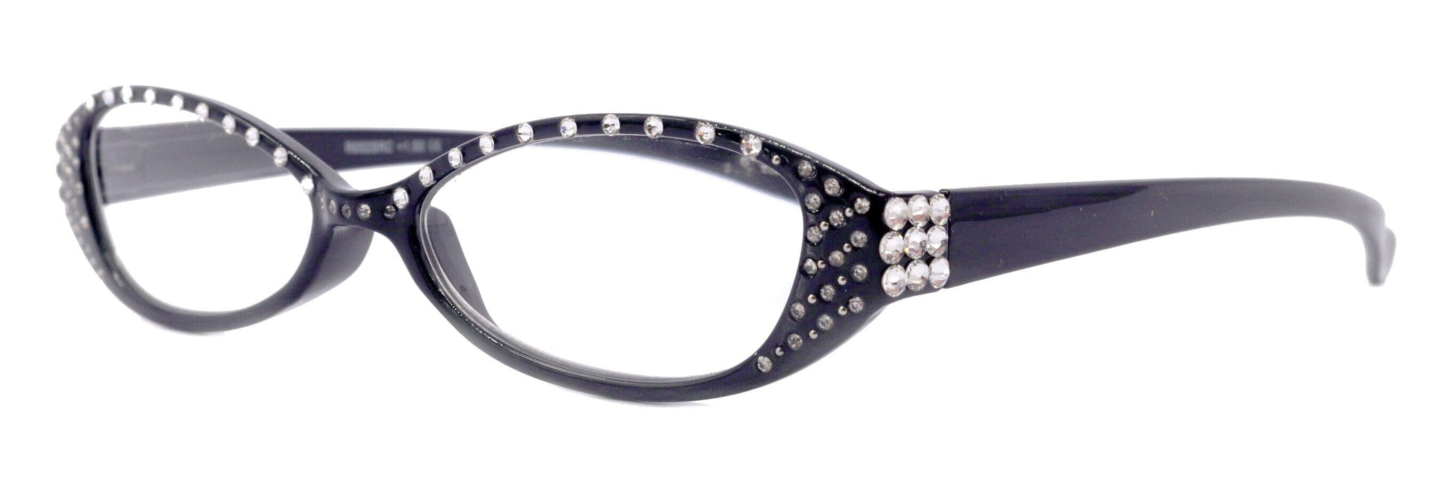 Lucky, (Bling) Women Reading Glasses W (Clear) Genuine European Crystals, Magnifying, Cat Eyes (Black) Cat eye NY Fifth Avenue