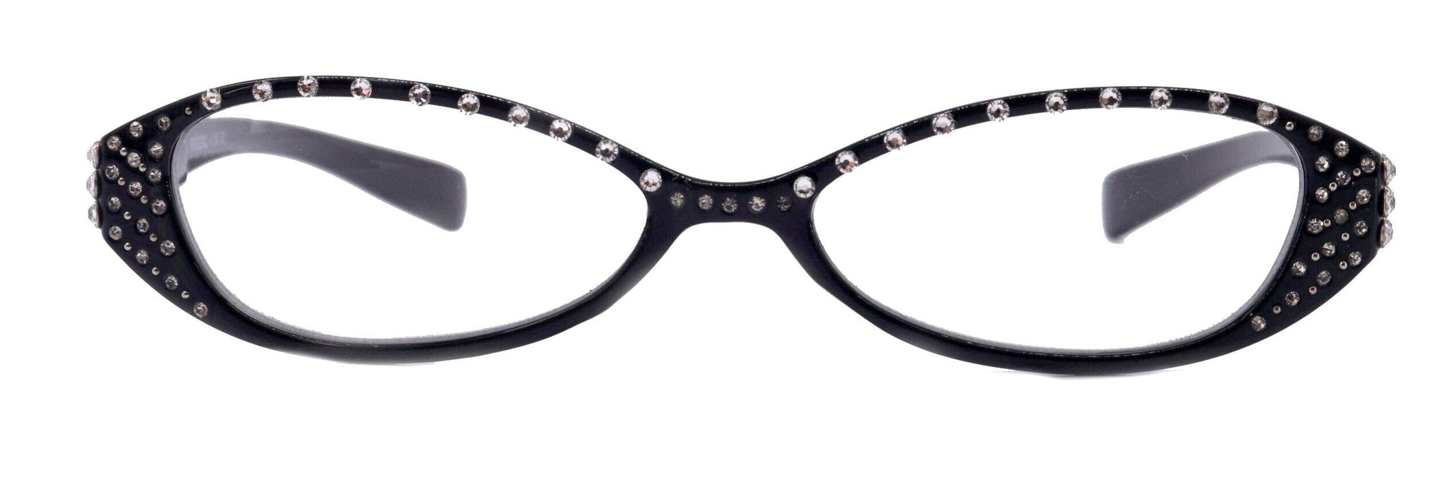 Lucky, (Bling) Women Reading Glasses W (Clear) Genuine European Crystals, Magnifying, Cat Eyes (Black) Cat eye NY Fifth Avenue