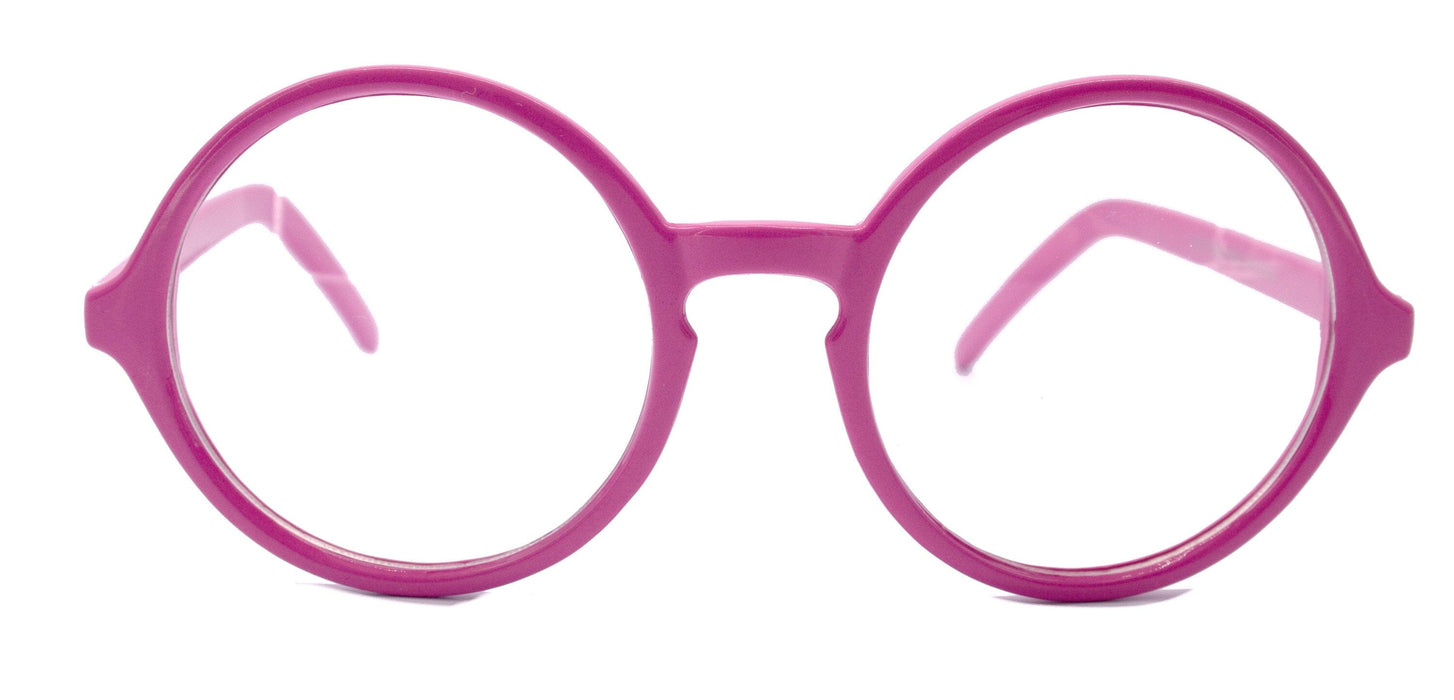 Mabel, (Premium) True Round vintage eyeglasses (NON Prescription) (Dark Pink) Circle Eye, Medium, Protective Eyewear. NY Fifth Avenue