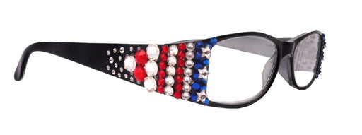 Merkel, Bling Women Reading Glasses, Adorned w Genuine European Crystals USA Flag colors NY Fifth Avenue. 