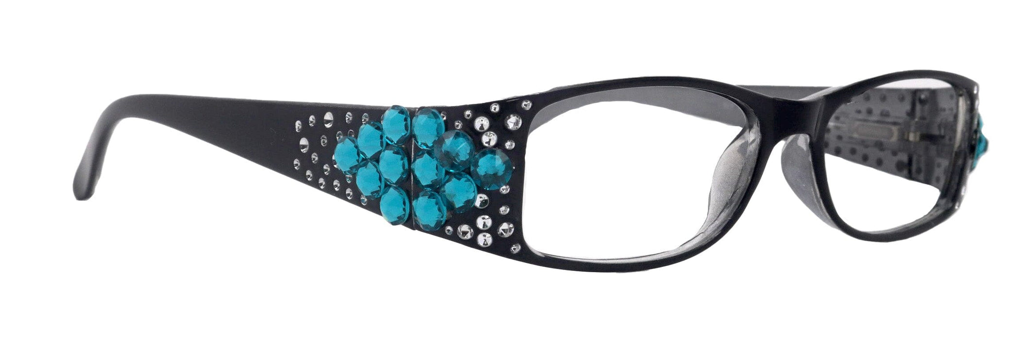 Merkel, The Diamond Crystal Shape, Bling Women Reading Glasses, w Blue Zircon Genuine European Crystals +1.25 to +3.00. NY fifth Avenue.