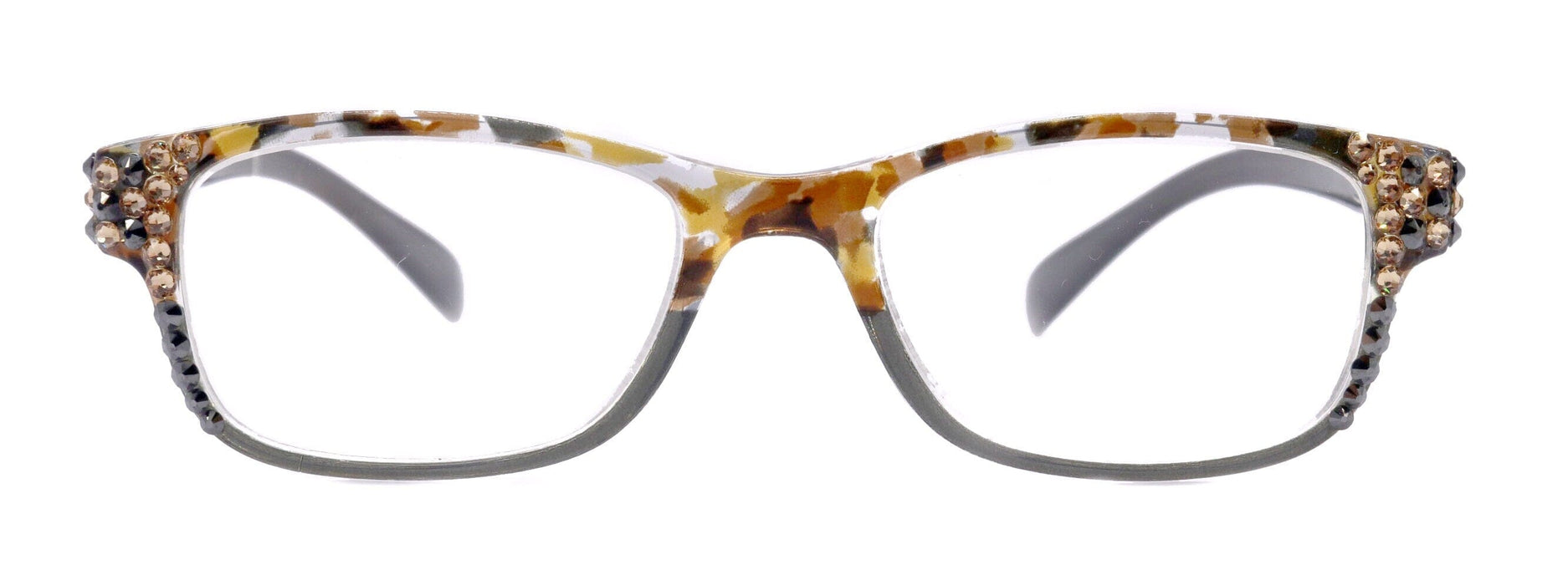 Olivia, (Bling) Women Reading Glasses Adorned W (Hematite, L. Colorado) Genuine European Crystals (Bk Tortoise Brown) Square NY fifth avenue