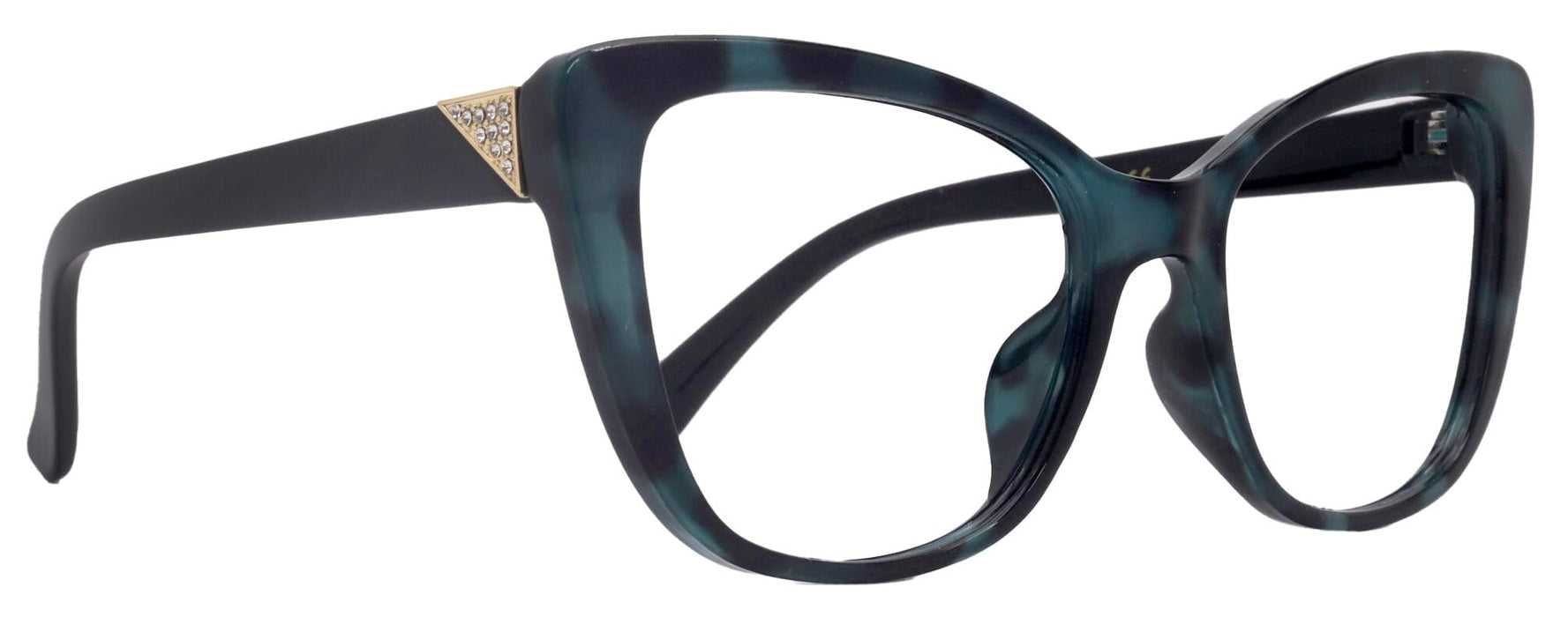 Parisian Fashion High End Bifocal or Non-Bifocal Black W Turquoise Reading Glasses Cat-Eye Chic, Inspired by NY Fifth Avenue