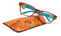 Persia, (Premium) Reading Glasses High End Readers +1.25..+3 Magnifying Eyeglass, Square Optical Frame (Orange Teal) Paisley NY Fifth Avenue